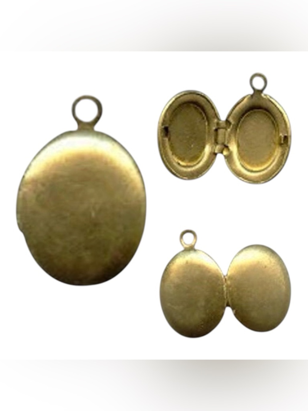 Vintage Dainty Oval Brass  Locket, Functional, 12mm x 10mm, Deadstock